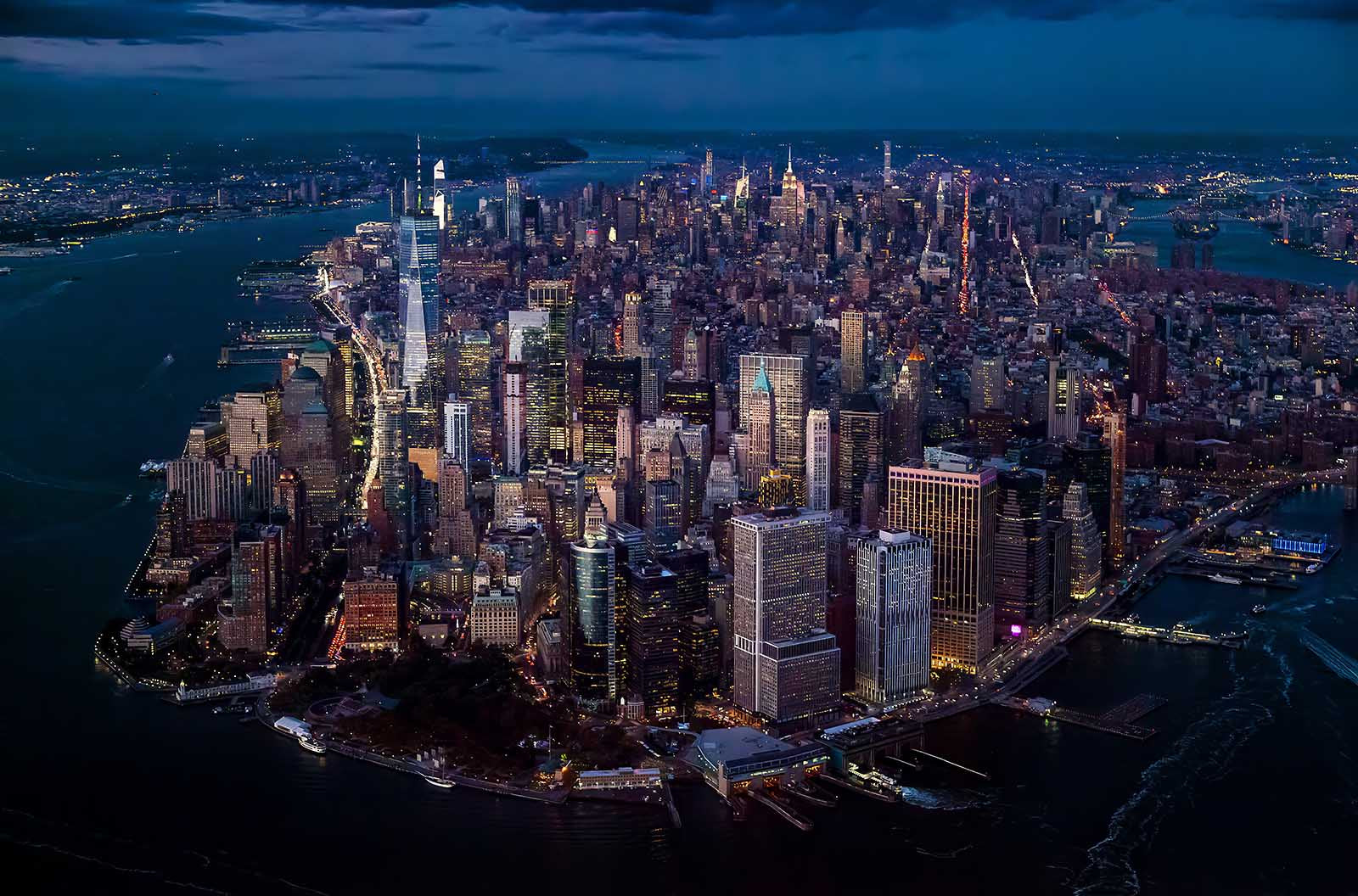 Manhattan Island in Blue